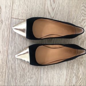 J.Crew Gold Point Toe Flats